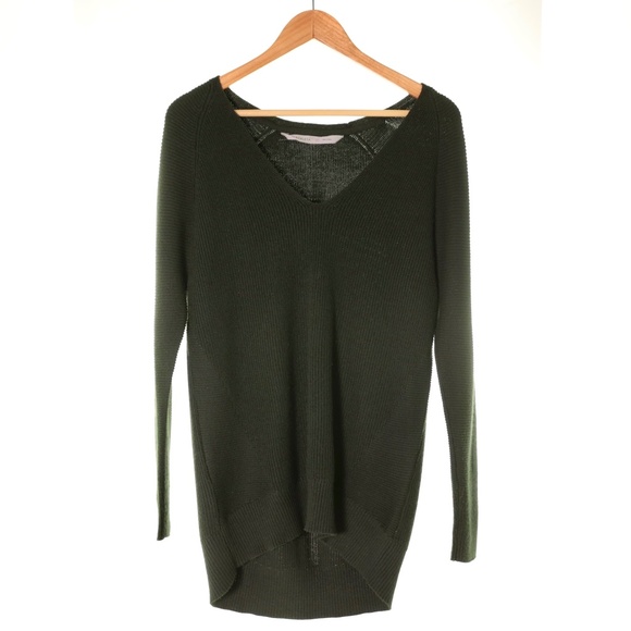 Athleta Hanover V-Neck Merino Wool Blend Wet Moss Green Pullover Sweater XS - Picture 2 of 10